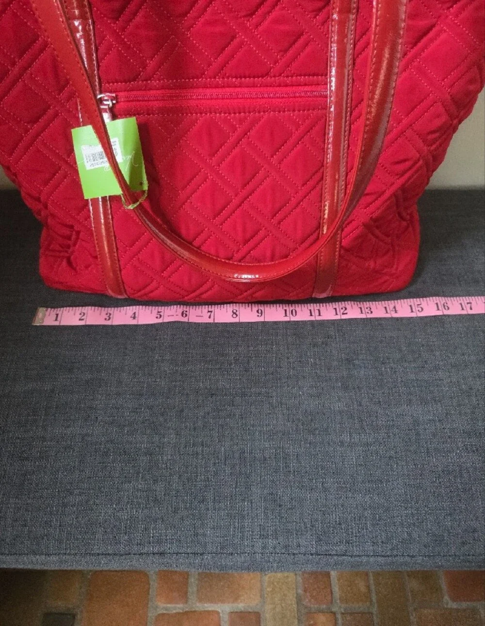 Vera Bradley Trimmed Vera Tote Tango Red Quilted NWT
